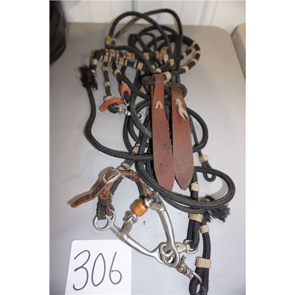 Headstall Set with Roping & Split Reins with Tom Thumb with Copper Roller (very good)