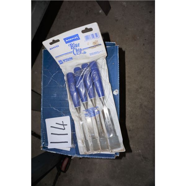 4 wood working chisels and wood working books