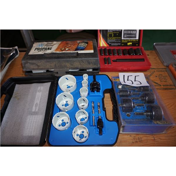 11 piece whole saw, Gasket & leather whole punch. Propane torch