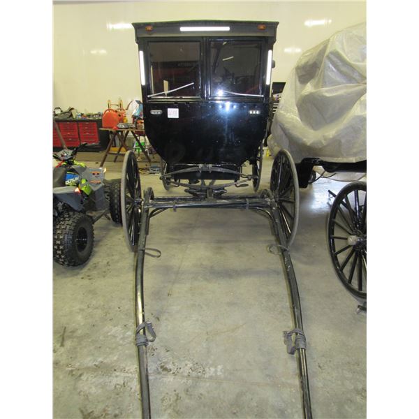 Amish Carriage loaded with lights, mirrors and windshield wipers. The windows open