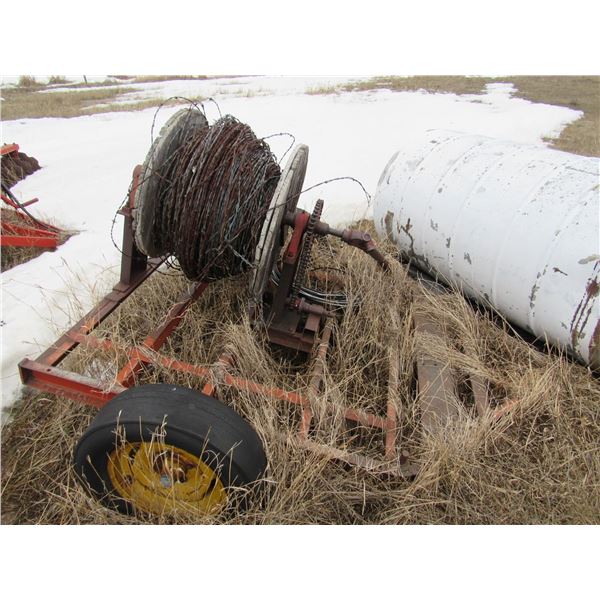 Trailer mounted wire roller with roll of wire - Consignment for Kelly Konieczny