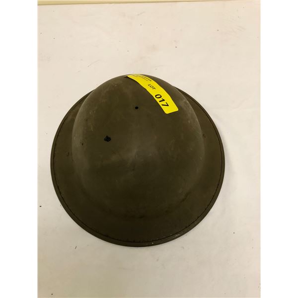 Canadian Marked WWII Helmet with damaged liner.  Missing cap bolts.