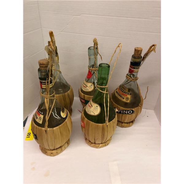 Vintage Chianti Bottles - 5 quantity