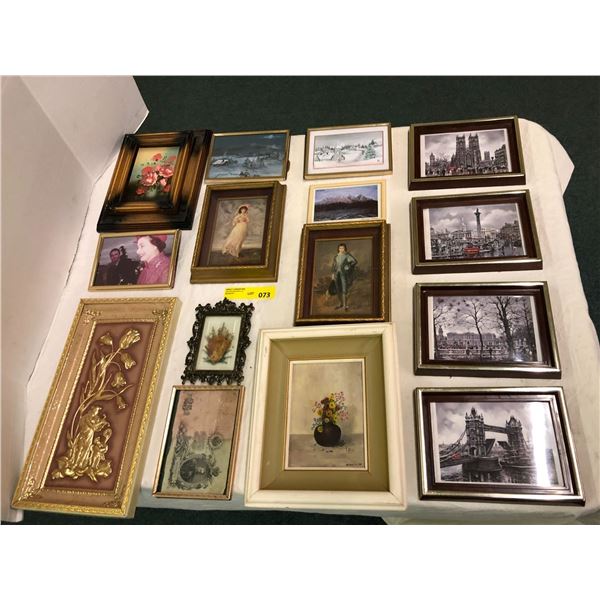 Group of 15 pictures/prints/paintings with frames