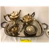 Image 1 : Silver Plated Coffee/Tea Service with platter, bowl and Creamer