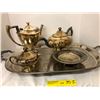Image 2 : Silver Plated Coffee/Tea Service with platter, bowl and Creamer