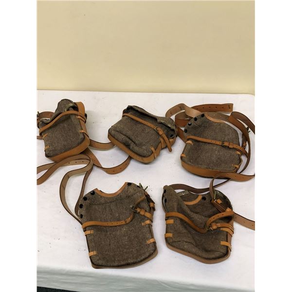 Collection of 5 - NOS Water Can Covers with leather straps