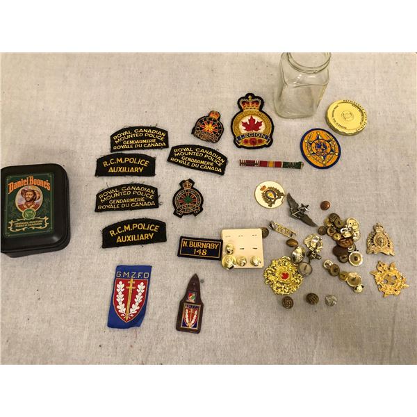 Lot of buttons, badges, patches - Legion, RCMP & Military