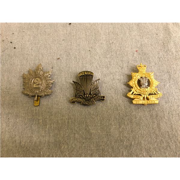 Three Canadian Hat Badges