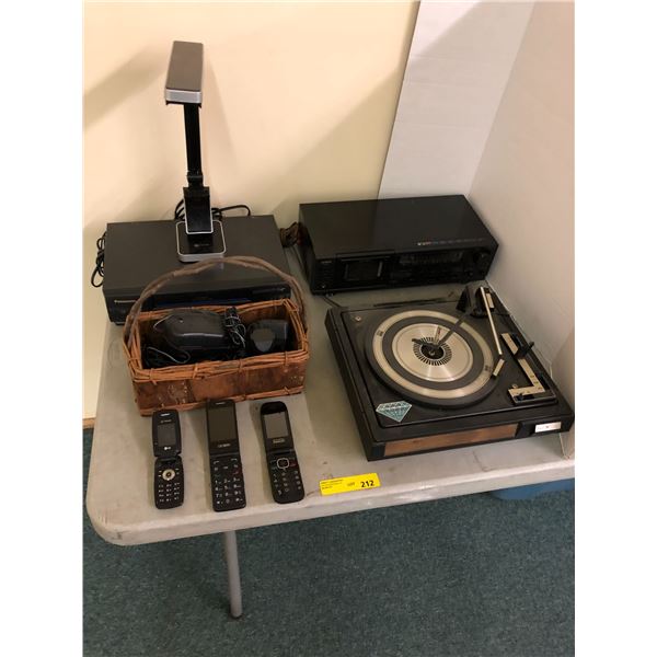 Collection of Electronics - Sears Turntable, AIWA Receiver, Panasonic 4Head VCR, Flip Phones and Mor