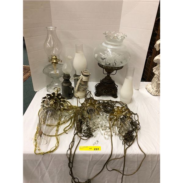 Collection of Misc. Glass Lanterns & Light Fixtures