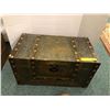 Image 1 : Antique Wood & Metal Chest - approx. 23in x 12 1/2in x 12 1/2in- interesting piece