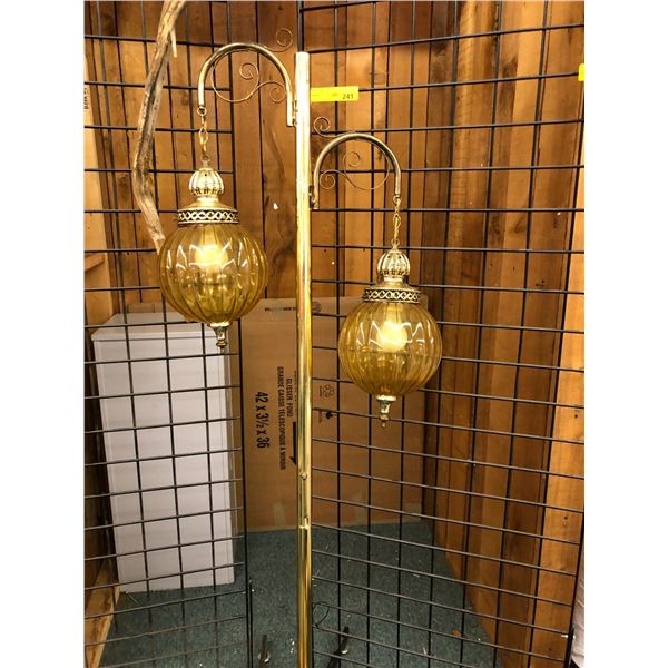 Brass Light Fixture with Hanging Vintage Globes