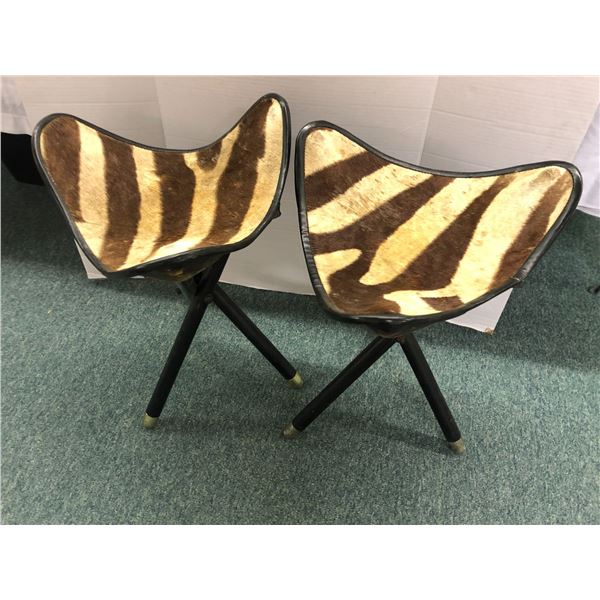 Pair of Zebra Hide Camp Stools