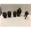 Image 1 : Carved African Monkeys & Waterbuffalo (tallest 9in tall)