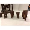 Image 3 : Large Group of Carved Wood Elephants with bone tusks, Sprinkbuck and Pomegranet Husk from South Afri