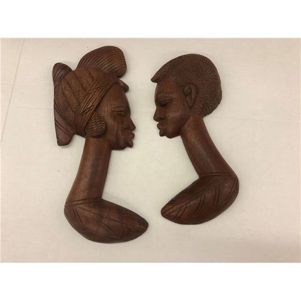 Carved African Kissing Couple - Man & Woman Carvings
