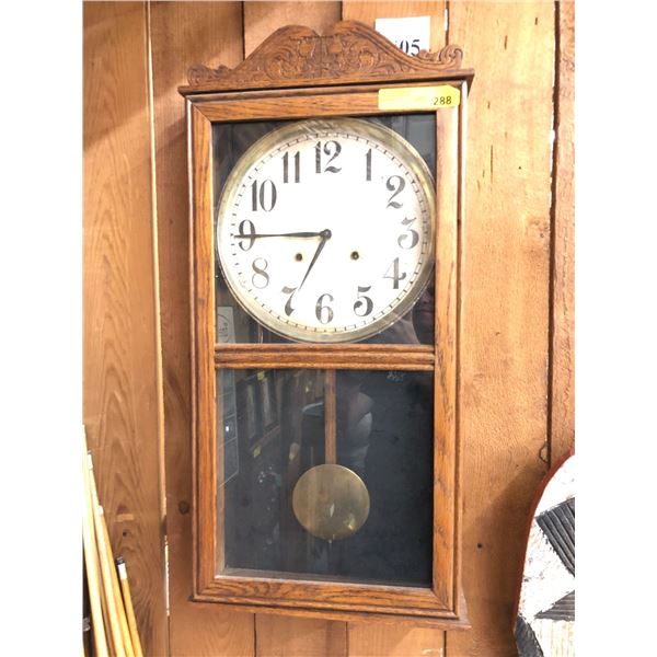 Antique Clock - works with wind up key - approx. 15in x 5in x 32in