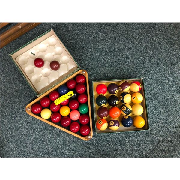 3 Sets of Pool / Billiard Balls with racking tray