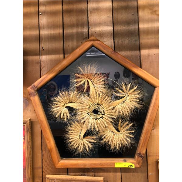 Large Five Sided Shadow Box of Artistic Wheat with black background - approx. 29 1/2in x 3in x 28in