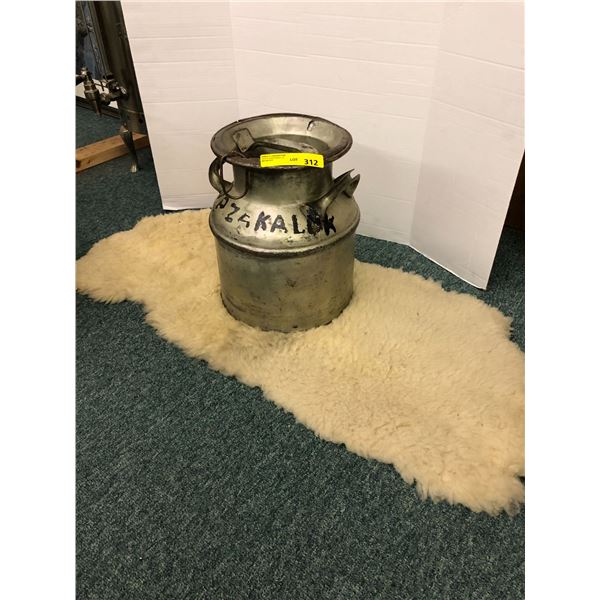 Vintage Milk Pail - with sheepskin