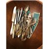 Image 2 : Group of Silverware, Collectible Plate, CP Air Cutlery, and Wood Bowl/Plate