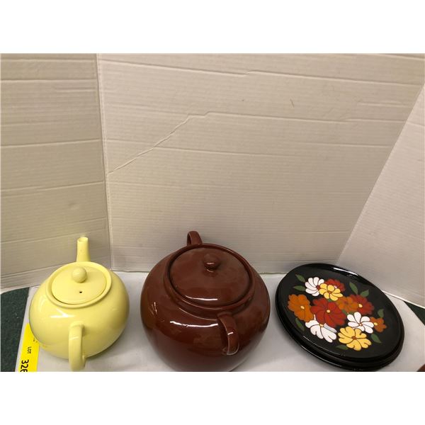 Collection of English Teapot, Soup Tureen & Group of three wall plates