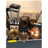 Image 3 : Shelf Lot of Vintage Appliances, Brass and copper pieces