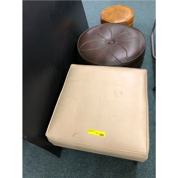 Three Vintage Ottomans