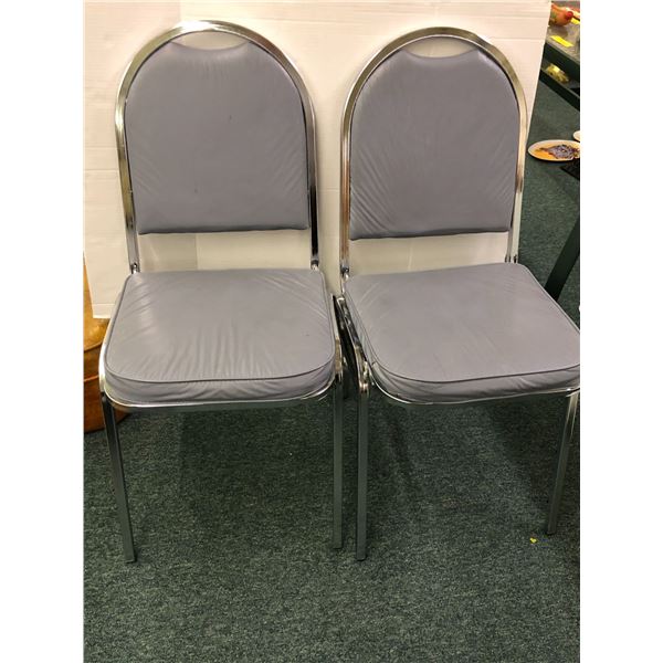 Two Vintage Stacking Chairs - Grey