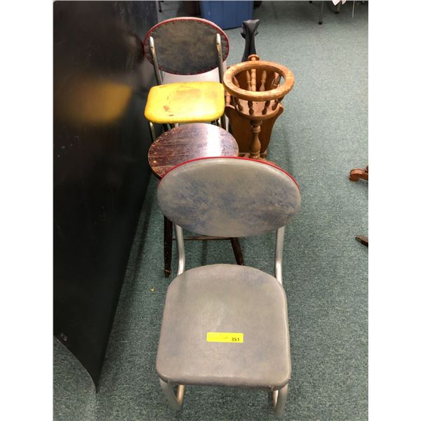 Lot of Vintage Stools, Stepladders, Plant Stands, Magazine Racks and Chairs