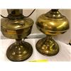 Image 3 : Two Vintage Brass Lamps - one with ornate glass shade