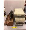 Image 3 : Group lot of Misc.  Drill bits, boxes with screws and parts plus  Antique Level .