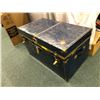 Image 1 : Large Blue Metal Steamer Trunk - approx. 36in x 19 1/2in x 20in (contents not included)