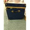 Image 3 : Large Blue Metal Steamer Trunk - approx. 36in x 19 1/2in x 20in (contents not included)