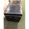 Image 5 : Large Blue Metal Steamer Trunk - approx. 36in x 19 1/2in x 20in (contents not included)