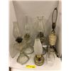 Image 1 : Lot of 5 Vintage Glass Lanterns and one marble table lamp without shade