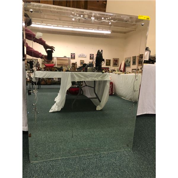 Large Bevelled Glass Etched Mirror - approx. 46in x 36in