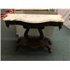 Image 3 : Antique Harp Table with Granite Bevelled Top - Beautiful Piece - approx. 41in x 17in  x 26 1/2in