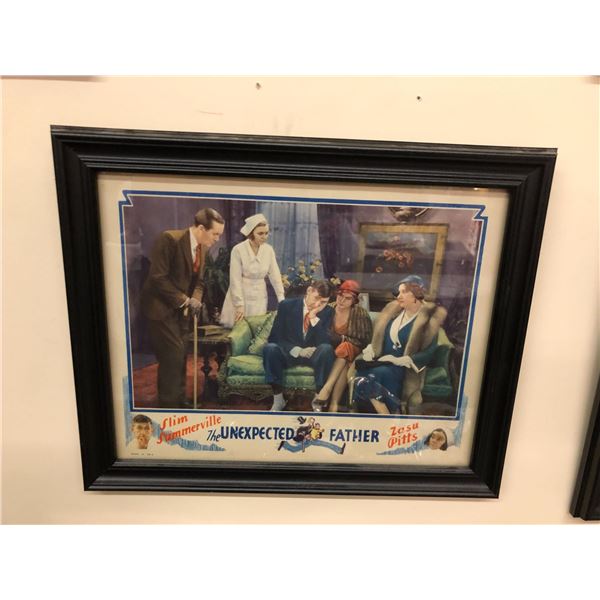 Framed Copyright Drawing of  "The UNEXPECTED FATHER" - approx. 16in x 13 1/2in