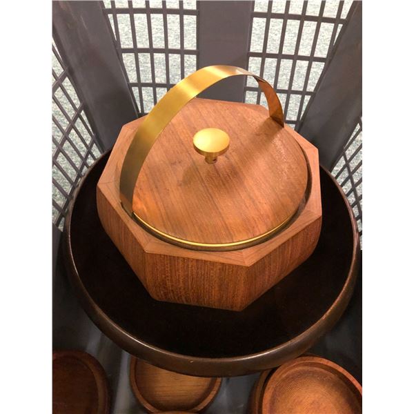 Group of Wood Collectibles incl. Coasters, bowls and Ice Bucket