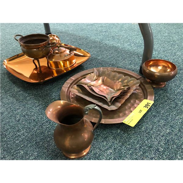 Group of Brass Collectibles incl. platters, teapot , jugs, etc.