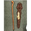 Image 1 : Large Leather Wrapped Crest with Armor approx. 34in and Snake Headed Cane approx. 36in