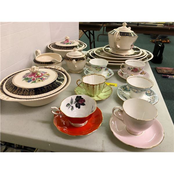 Group of China - most Ambassador Ware "Athlone" with large serving platters, two soup tureens, Large