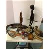 Image 2 : Group of Misc. Collectibles - African Warrior Carvings, Mask, Ceremonial Knife with belt