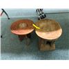 Image 1 : Carved Wood Stool and Table - Indian - Largest is 12in round x 13in tall
