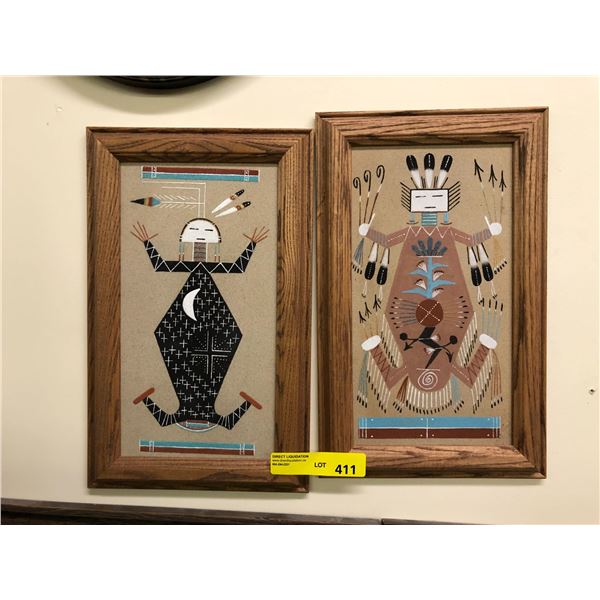 Two Framed Navajo Sandpainting each approx. 10in x 15 1/2in