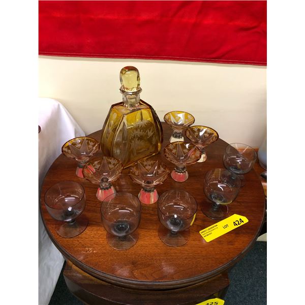 Group of Crystal Decanter and Glasses