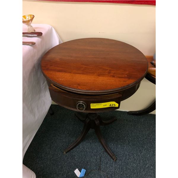 Antique Round End Table with drawer - approx. 20in round x 26 1/2in tall