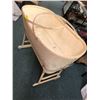 Image 1 : Vintage Bassinet on Stand with woven rattan - Cream coloured on wheels - excellent condition - just